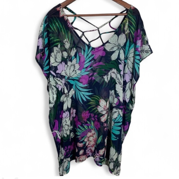 Kona Sol Multicolor Tropical Swim Cover-Up - Picture 4 of 7
